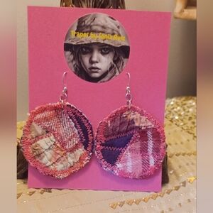 Handcrafted Pink and Purple Patchwork Earrings